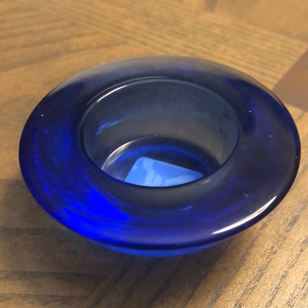 Crate & Barrel cobalt tealight holder